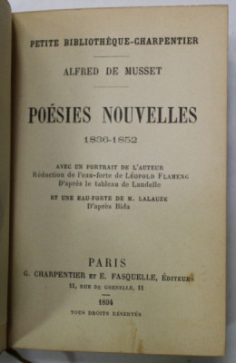 POESIES NOUVELLES par ALFRED DE MUSSET , 1936- 1852 , APARUTA 1894 foto