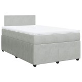 Cumpara ieftin Pat continental cu saltea, gri deschis, 120x200 cm, catifea