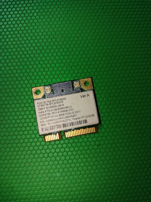 Placa de retea wlan mini PCIe half Realtek RTL8192SE 300mbps 802.11b/g/n