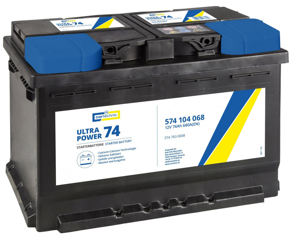Baterie Cartechnic Ultra Power 74Ah 680A 12V CART574104068 | Okazii.ro