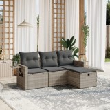 VidaXL Set canapea de grădină cu perne, 4 piese, gri deschis poliratan 3263758