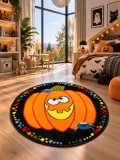 Cumpara ieftin Covor Rotund Camera Copii Dovleac Halloween 11090-180, Marime 67 x 67 cm, Portocaliu, Negru, Inaltime Fir 9 mm, Antialergic, Polipropilena, Gradinita,