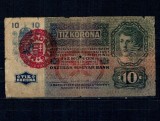 Austro-Ungaria 1915(1919) - 10 korona cu stampila MAGYARORSZAG, uzata