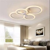 Cumpara ieftin Lustra LED 72W, 5040 lumeni, 4 cercuri, alb, telecomanda, aplicatie telefon, lumina/rece/calda/neutra, intensitate reglabila
