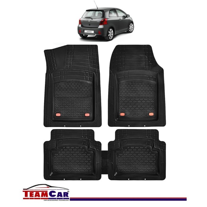 Covorase Auto TeamCar&reg; Tip Tavita Compatibile Toyota Yaris Generatia II (2005&ndash;2011) Negru Material Rezistent