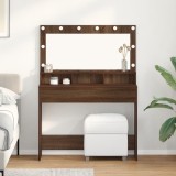vidaXL Masă de cosmetică cu lumini LED, stejar maro, 100x41x135 cm