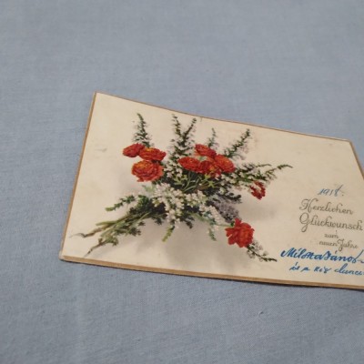 CARTE POSTAL FELICITARE 1918 CIRCULATA foto