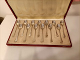 Set 12 lingurițe din argint .833, &icirc;n cutie originală, Portugalia, mij. sec. XX, Set tacamuri