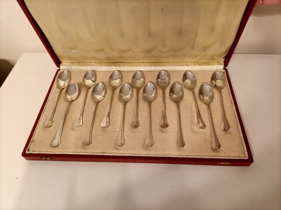 Set 12 lingurițe din argint .833, &amp;icirc;n cutie originală, Portugalia, mij. sec. XX foto