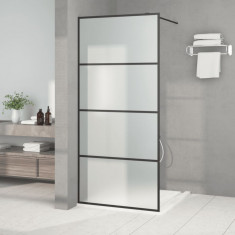 vidaXL Perete cabină duș walk-in negru 90x195 cm sticlă ESG mată