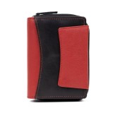 Cumpara ieftin Portofel dama Delis, Verena PT1241, piele naturala, Negru-Rosu