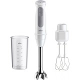 Mixer vertical Braun MQ50501M, 1000W, 21 trepte viteza, Functie Turbo, Tel dublu, Pahar gradat 600ml, alb