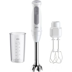 Mixer vertical Braun MQ50501M, 1000W, 21 trepte viteza, Functie Turbo, Tel dublu, Pahar gradat 600ml, alb