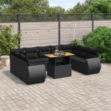 vidaXL Set canapele de grădină cu perne, 10 piese, negru, poliratan 3272336