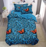 Lenjerie De Pat Rio Xc127, Bumbac, 4 Piese, Cu Elastic, Albastru, Imprimeu
