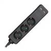 PRELUNGITOR 3 CAI + 2USB 1.5M(3G1.5MM2) NEGRU, V-TAC