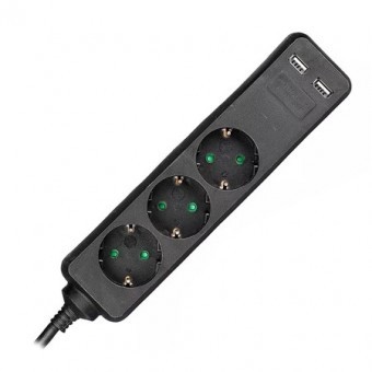 PRELUNGITOR 3 CAI + 2USB 1.5M(3G1.5MM2) NEGRU foto