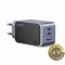 Incarcator Retea UGREEN X553 Nexode Pro 65W 3A 1 x USB-A - 2 x USB-C Gri