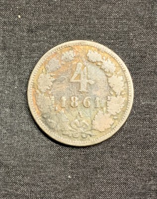 Moneda 4 kreuter 1861 A Austria foto