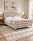 Pat Amnezia 180x200 cm Tapitat Stofa Bej Somiera Inclusa (cod ML 1707)