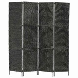 Cumpara ieftin Paravan camera cu 4 panouri, negru, 154x160 cm, zambila de apa