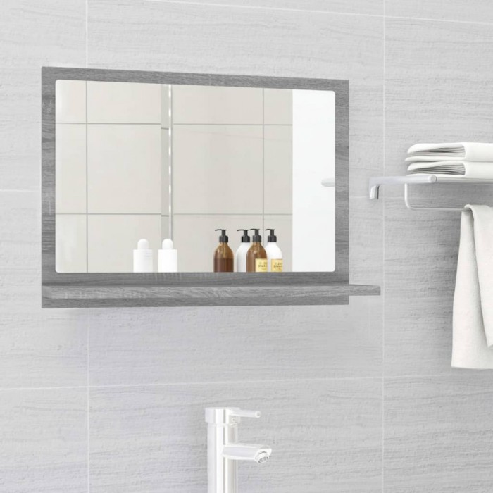 Gossi oglinda de baie, gri sonoma, 60x10,5x37 cm, lemn compozit