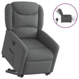 Cumpara ieftin Fotoliu electric rabatabil cu ridicare, gri inchis, textil