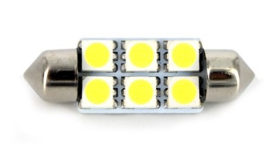 Led Bec T10x41 6x5050 alb rece foto