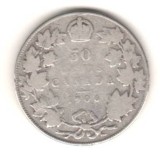 SV * Canada 50 CENTS 1906 * ARGINT .900 * Regele George X * mai rara !