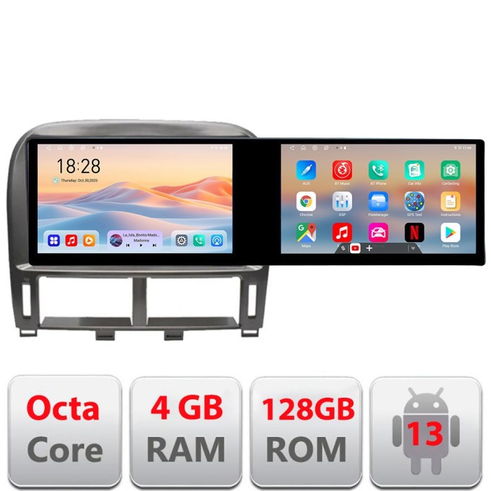 Navigatie Lexus LS 1999-2006 Kit- LS-99 Edotec 2 ecrane 8 core 4+128 21.6 inch Incell android Wifi 5Ghz gps internet CarStore Technology