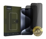 Folie de protectie Ecran Privacy HOFI Glass PRO+ pentru Apple iPhone 16 Pro Sticla Securizata Full Glue Set 2 bucati 2.5D