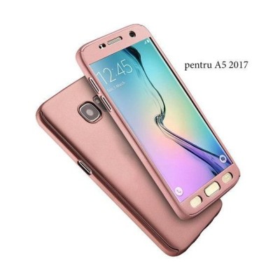 Husa Samsung Galaxy A5 2017, FullBody Rose-Gold, acoperire completa 360 grade cu folie de sticla gratis foto