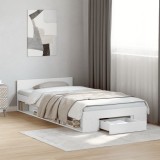 VidaXL Cadru de pat cu sertar, alb, 100x200 cm, lemn prelucrat