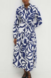 Answear Lab rochie din bumbac culoarea albastru marin, midi, oversize