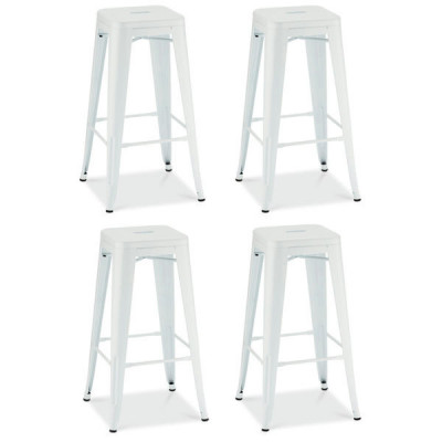 Set of 4 White Bar Chairs Korona foto