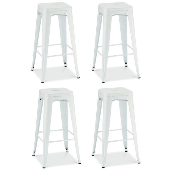 Set of 4 White Bar Chairs Korona