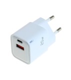 &Icirc;ncărcător OTB USB GaN (1xUSB-C + 1xUSB-A) cu USB Power Delivery USB-PD - 2 porturi - 20W - alb