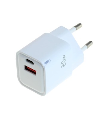 &amp;Icirc;ncărcător OTB USB GaN (1xUSB-C + 1xUSB-A) cu USB Power Delivery USB-PD - 2 porturi - 20W - alb foto