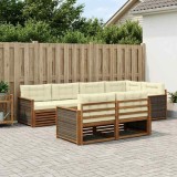 vidaXL Set de canapele de exterior 7 pcs Natural și Crem 3383468