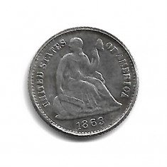 USA Liberty Seated HALF DIMES Coin 1863 - Replica Muzeu