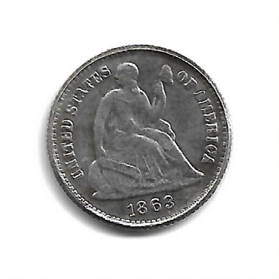 USA Liberty Seated HALF DIMES Coin 1863 - Replica Muzeu foto