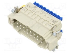 Conector HARTING HDC tată 16 pini 16A 500V cu clemă PE Press