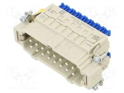 Conector HARTING HDC tată 16 pini 16A 500V cu clemă PE Press foto