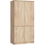 Dulap cu 4 usi, rafturi si bara pentru umerase, PAL laminat, 90x51x180 cm, stejar sonoma Household NewTrend