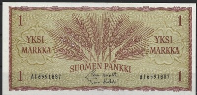 !!! FINLANDA - 1 MARKKA 1963 - P 98 a 36 - UNC / CEA DIN SCAN foto