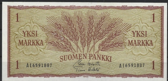 !!! FINLANDA - 1 MARKKA 1963 - P 98 a 36 - UNC / CEA DIN SCAN