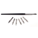 Set caligrafie Nassau Fine Art cu 6 penite si calimara de cerneala