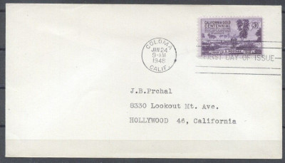 United States 1948 California Gold Centennial, FDC K.240 foto