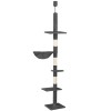 Ansamblu de joaca pentru pisici, tip stalp de catarat pana la tavan, inaltime reglabila, 240 - 265 cm, gri inchis