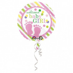 Balon botez folie metalizata 43cm Welcome Baby Girl foto